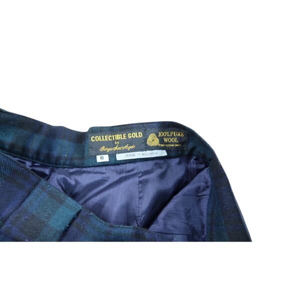 Vintage Giorgio Sant’Angelo Blue Tartan Plaid Merino Wool Pleated Shorts Size 10 - Picture 3 of 6
